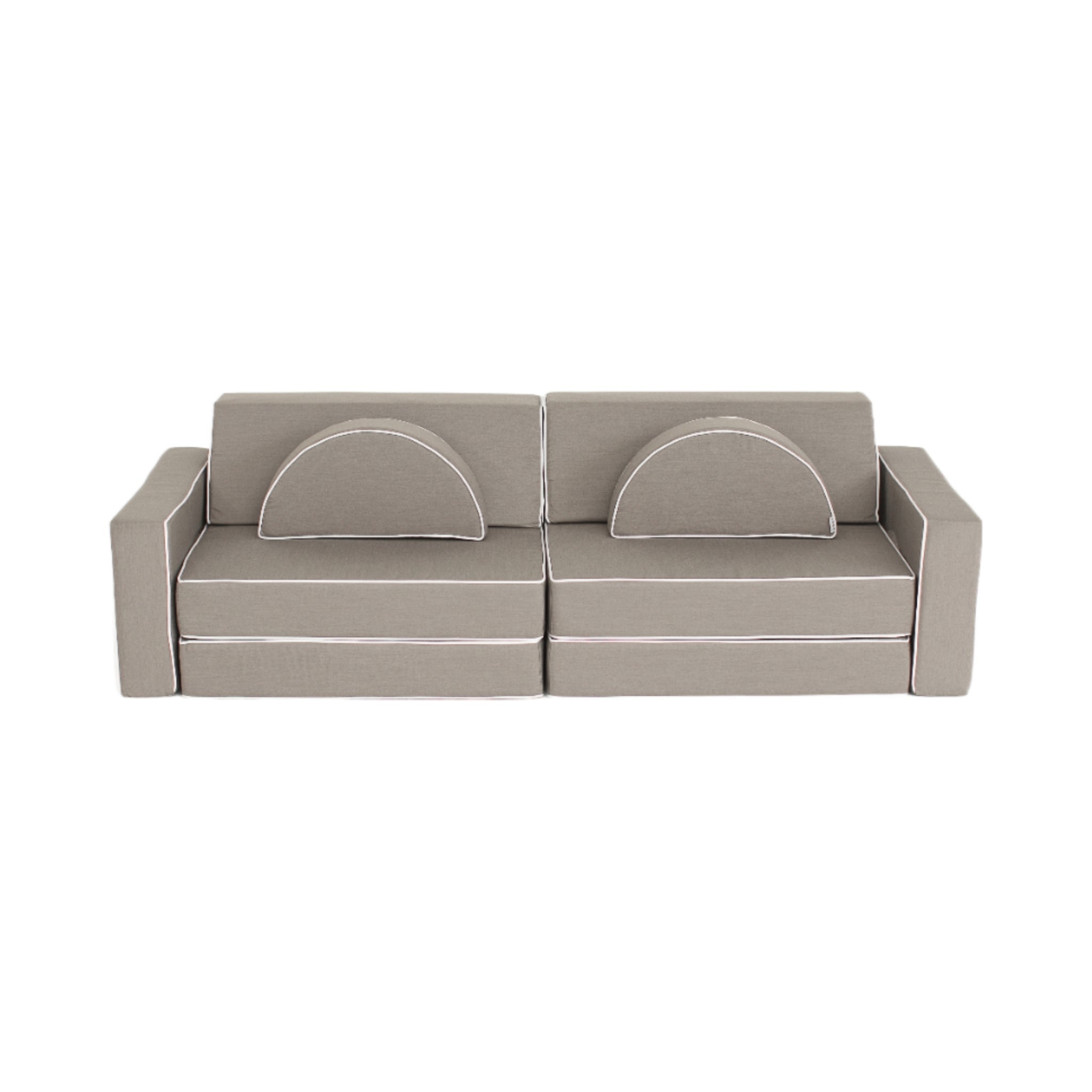 Kids Play Couch | Grey with white piping Base Camp 